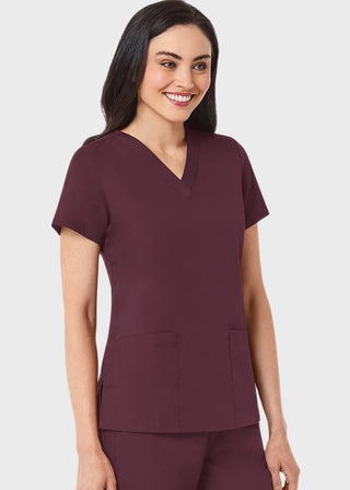 Maevn Red Panda Women's Two Pocket V-Neck Solid Scrub Top