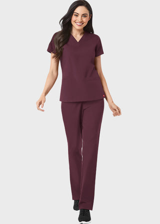 Maevn Red Panda Women's Two Pocket V-Neck Solid Scrub Top