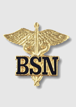 Prestige Letters on Caduceus BSN Emblem Pin