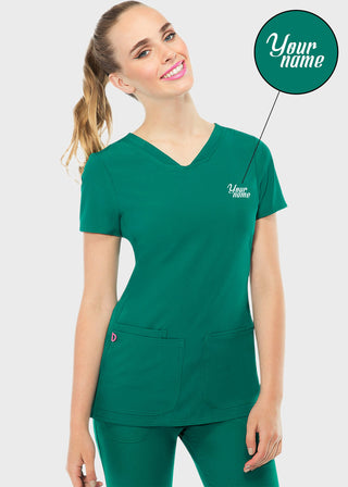 Free Embroidery Women's Pitter-Pat Shaped V-Neck Scrub Top