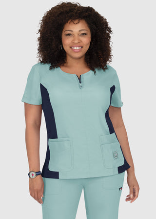 KOI 317 Lite Women's Double Zipper Neck Serenity Top