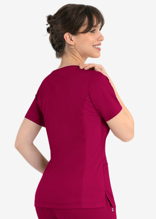 Maevn Matrix Women's Knit Panel Solid Scrub Top