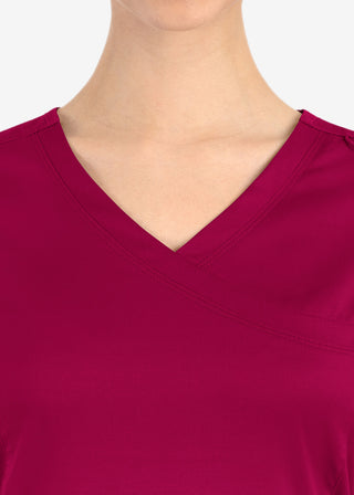 Maevn Matrix Women's Knit Panel Solid Scrub Top