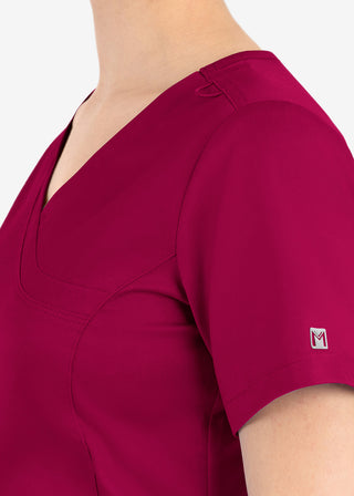 Maevn Matrix Women's Knit Panel Solid Scrub Top