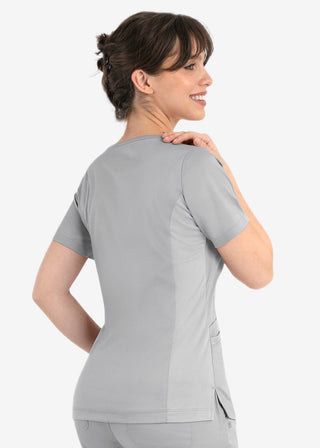 Maevn Matrix Women's Knit Panel Solid Scrub Top