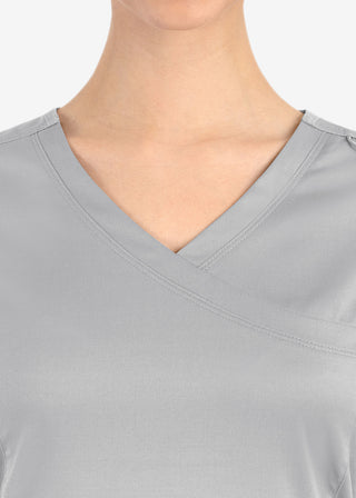 Maevn Matrix Women's Knit Panel Solid Scrub Top