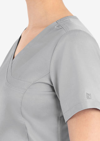 Maevn Matrix Women's Knit Panel Solid Scrub Top