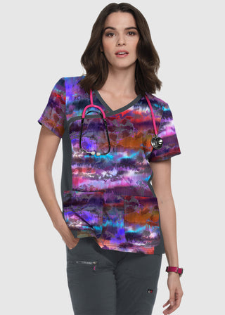 Koi LIte Raquel Women's Smokey Hayze Stretch Print Scrub Top