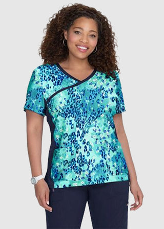Koi LIte Raquel Women's Animal Petals Stretch Print Scrub Top
