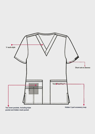 HeedFit Women's Multi Pockets V-Neck Scrub Top