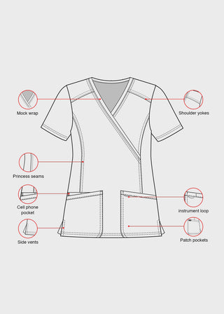 Free Embroidery HeedFit Women's 3-Pocket Mock Wrap Scrub Top