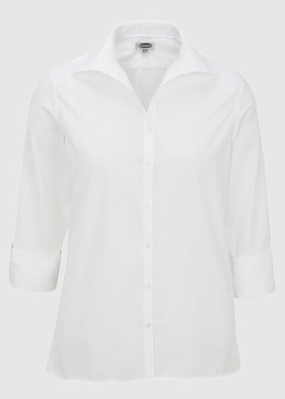 Edwards Women's Open Neck Poplin 3/4 Sleeve Blouse