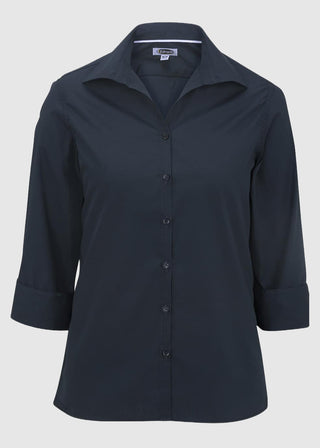 Edwards Women's Open Neck Poplin 3/4 Sleeve Blouse