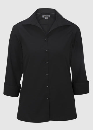 Edwards Women's Open Neck Poplin 3/4 Sleeve Blouse