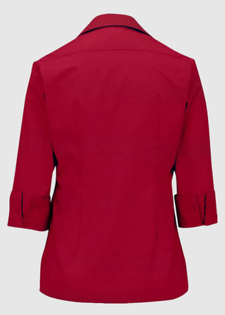 Edwards Women's Open Neck Poplin 3/4 Sleeve Blouse