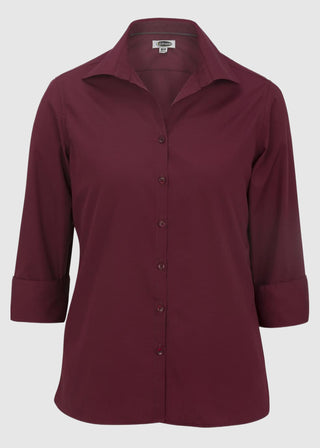 Edwards Women's Open Neck Poplin 3/4 Sleeve Blouse