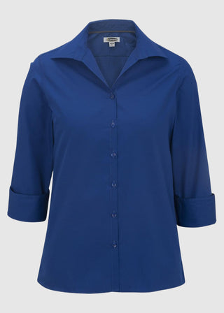 Edwards Women's Open Neck Poplin 3/4 Sleeve Blouse