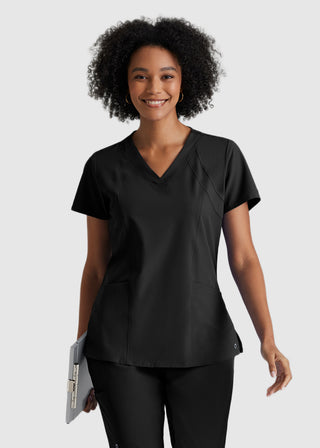 Barco One Women 4-Pocket Princess Seam V-Neck Scrub Top