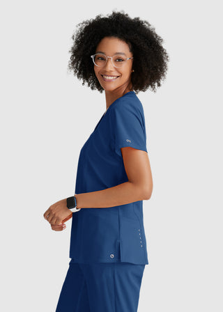 Barco One Women's Hex Jacquard Racer V-Neck Scrub Top