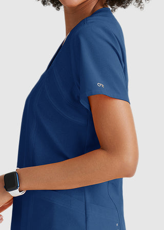 Barco One Women's Hex Jacquard Racer V-Neck Scrub Top