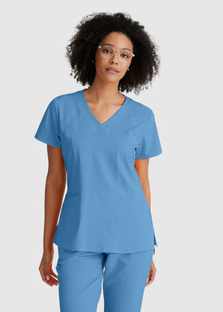 Barco One Women 4-Pocket Princess Seam V-Neck Scrub Top