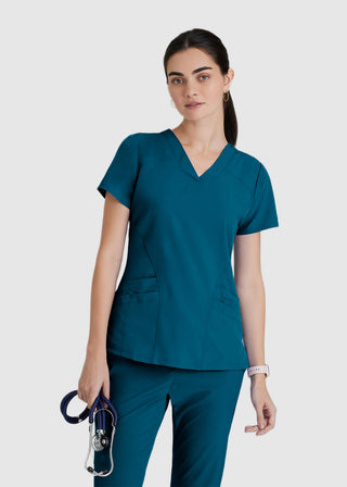Barco One Women 5-Pocket Sporty V-Neck Scrub Top