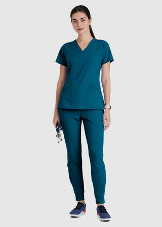 Barco One Women 5-Pocket Sporty V-Neck Scrub Top