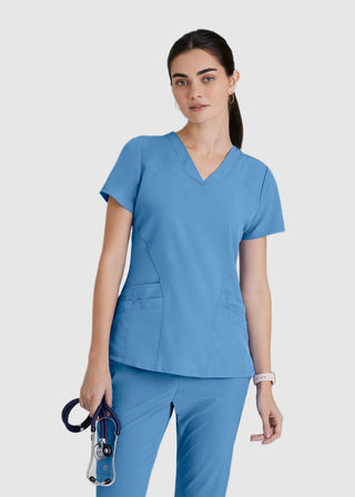 Barco One Women 5-Pocket Sporty V-Neck Scrub Top