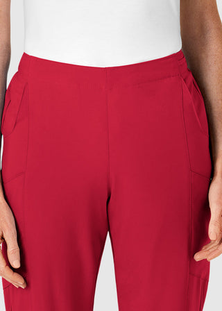 Wink Scrubs W123 Women's Elastic And Drawstring Waist Flat Front Double Cargo Panta