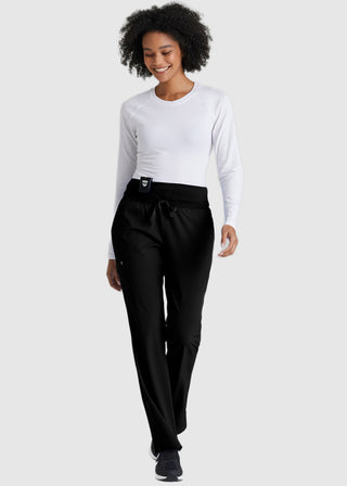 Barco One Women's 5-Pocket Knit Waistband Flare Petite Scrub Pant