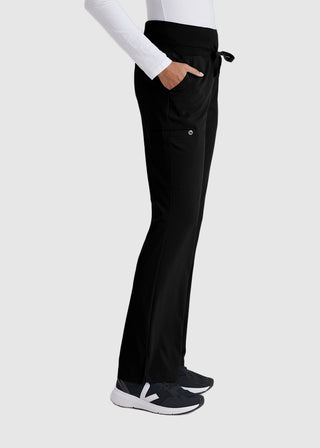 Barco One Women's 5-Pocket Knit Waistband Flare Petite Scrub Pant
