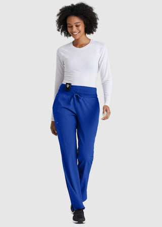 Barco One Women's 5-Pocket Knit Waistband Flare Petite Scrub Pant