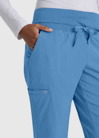 Barco One Women's 5-Pocket Knit Waistband Flare Petite Scrub Pant