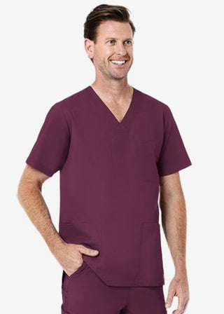 Maevn Red Panda Men's 3-Pocket V-Neck Solid Scrub Top