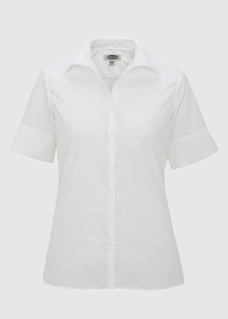 Edwards Women's Open Neck Poplin Short Sleeve Blouse