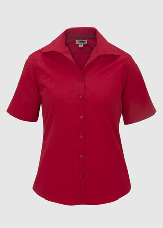Edwards Women's Open Neck Poplin Short Sleeve Blouse