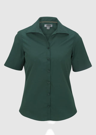 Edwards Women's Open Neck Poplin Short Sleeve Blouse