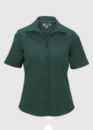 Edwards Women's Open Neck Poplin Short Sleeve Blouse