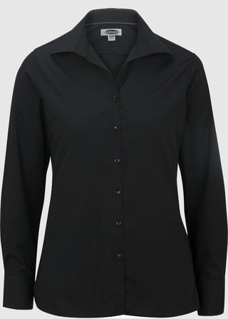 Edwards Women's Open Neck Poplin Long Sleeve Blouse