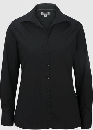 Edwards Women's Open Neck Poplin Long Sleeve Blouse