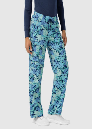 Wink Scrubs Women's Printed Breezy Palms  Double Cargo Scrub Pant