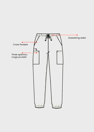 HeedFit Unisex Three Spacious Cargo Pockets Drawstring Scrub Pant
