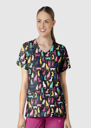 Wink Scrubs Women's Darling Dots V-Neck Print Scrub Top