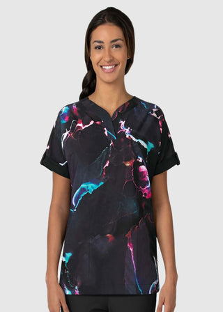 Wink Scrubs Wink Fashion Prints Women's Oversized Print Scrub Top In Black Ink Drop