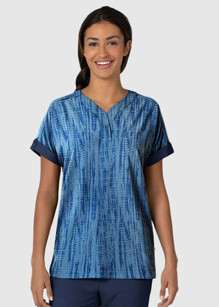 Wink Scrubs Wink Fashion Prints Women's Oversized Print Scrub Top In Shibori Navy