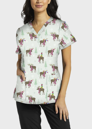 92%Polyester 8%Spandex V-Neck Top