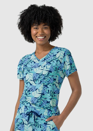 Wink Scrubs Women's Tuck-in Print Breezy Palms Scrub Top