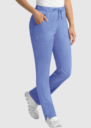 Maevn Matrix Women's Drawstring Elastic Waistband Cargo Scrub Petite Pants