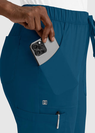 Maevn Matrix Women's Drawstring Elastic Waistband Cargo Scrub Pants