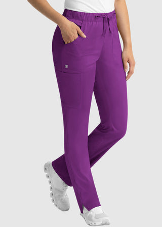 Maevn Matrix Women's Drawstring Elastic Waistband Cargo Scrub Petite Pants